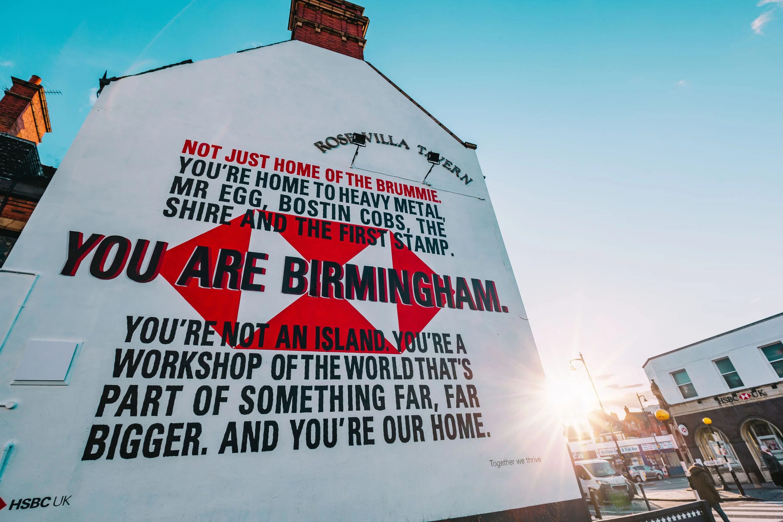 'You are Birmingham' HSBC mural on the side of Rosevilla Tavern.