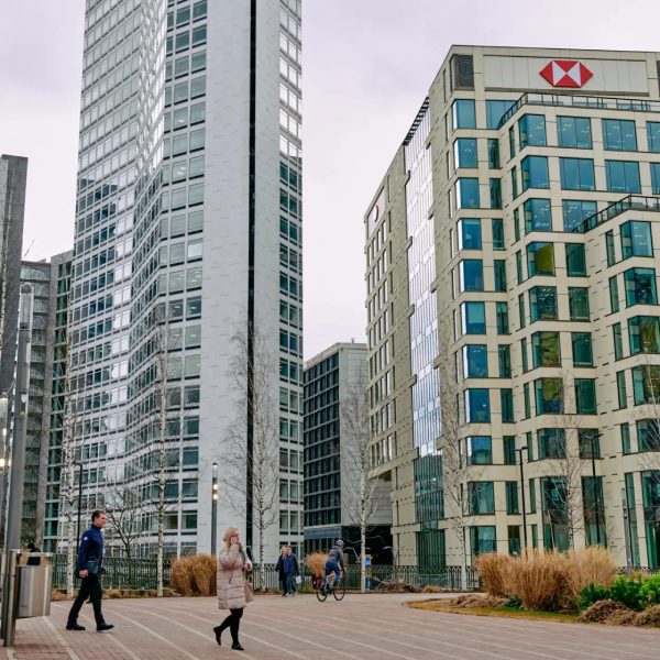 HSBC logo on a building at Arena Central, Birmimgham.