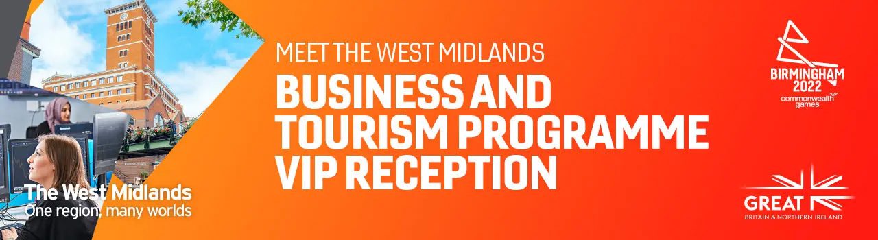 Meet the West Midlands, Business and Tourism Programme VIP Reception. Banner.
