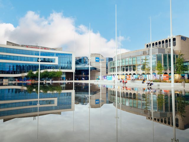 Reflecting pool at Centenary Square, Birmingham.