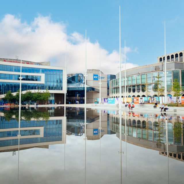 Reflecting pool at Centenary Square, Birmingham.