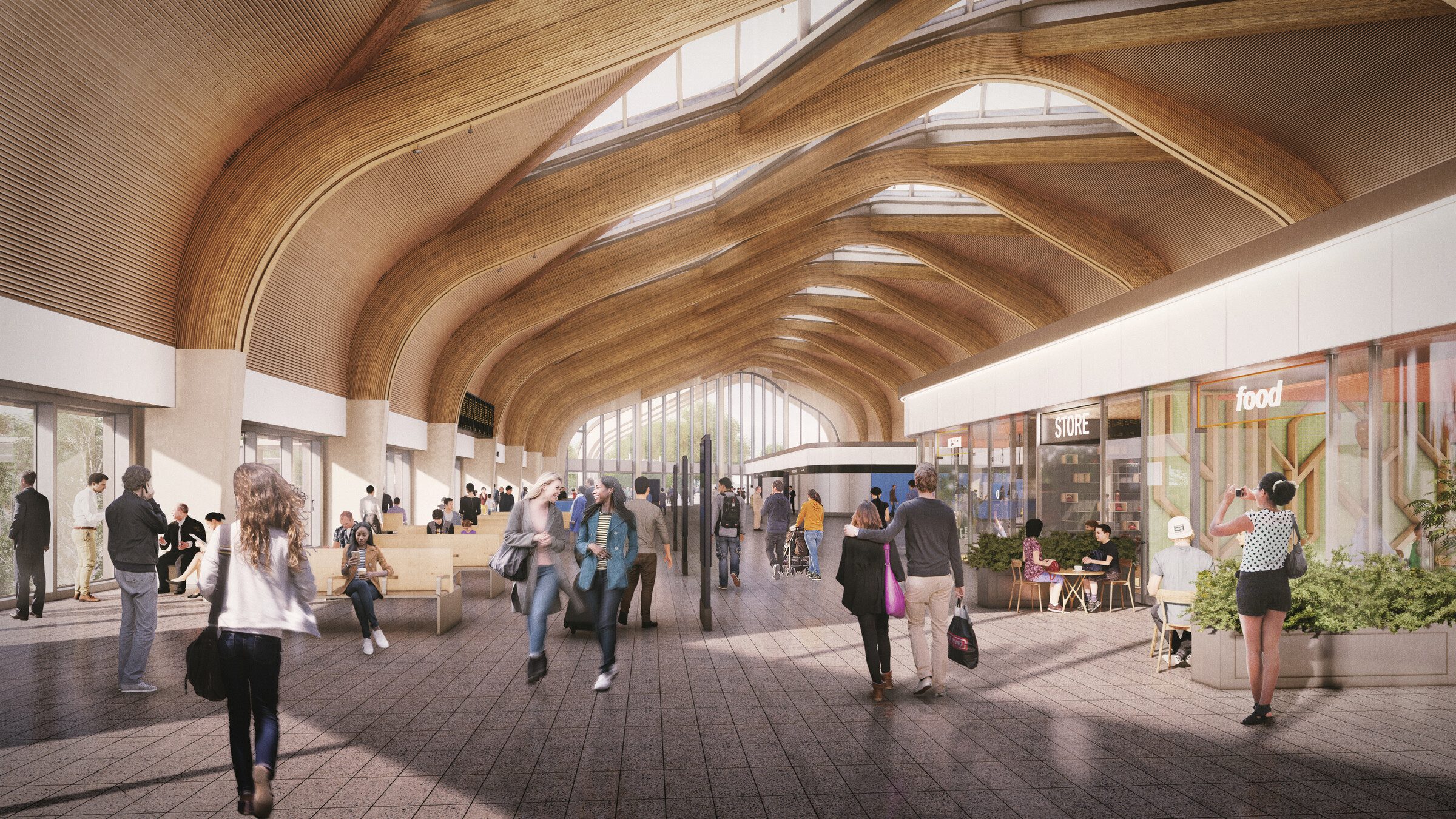 HS2 Interchange public walkway. CGI.