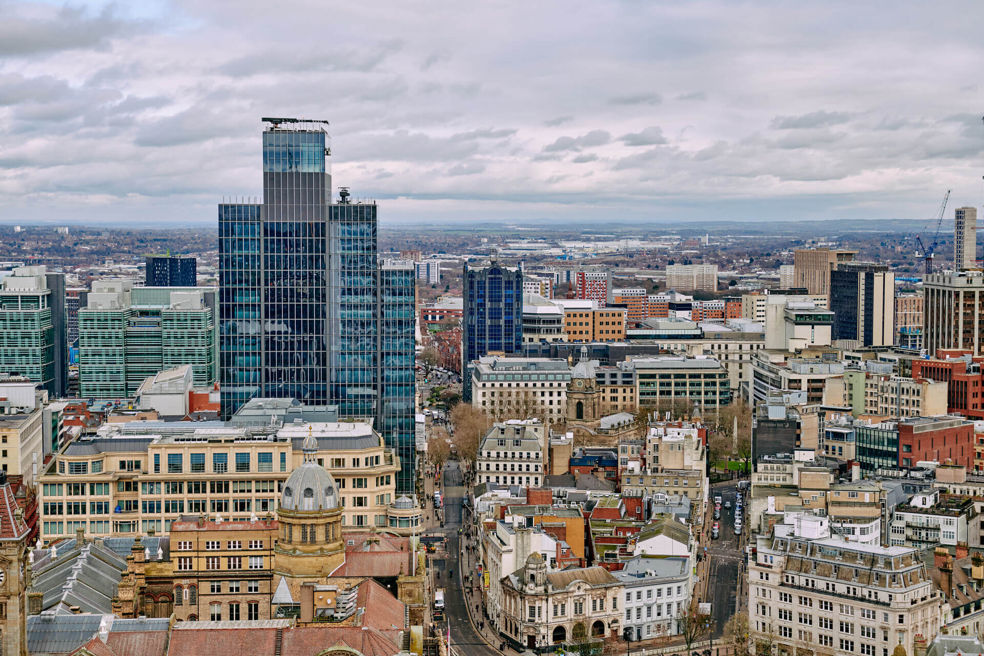 Birmingha skyline looking down towards the business centre of the city