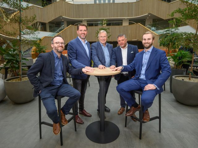 L-R: Jon Lander (Solihull MBC), Gerard Teahon (Uniquely), Cllr Ian Courts (Leader of Solihull Council), Simon Brown (Uniquely) Chris Nixon (WMGC)