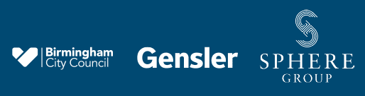 Logos of Birmingham City Council, Gensler, and Sphere Group
